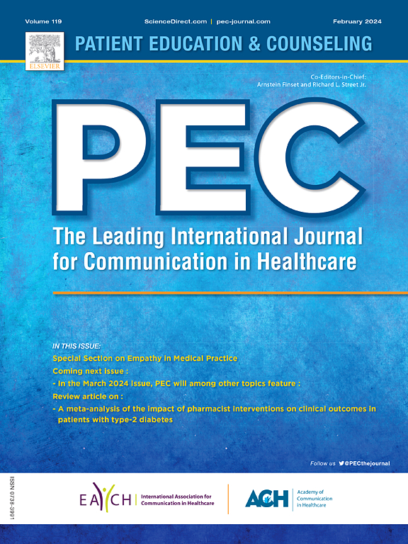 Go to journal home page - Patient Education and Counseling